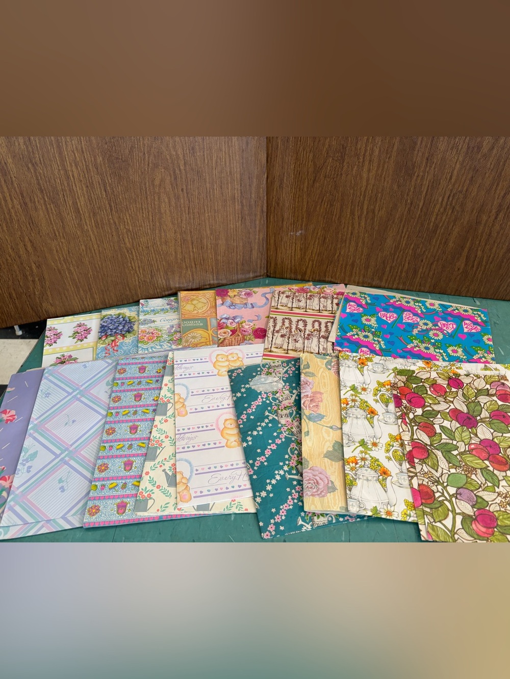 Vintage gift wrap floral congrats shower assorted wrapping paper ephemera lot - Picture 1 of 5